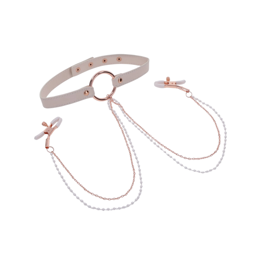 Collar Duraznos con Crema con Pinzas para Pezones